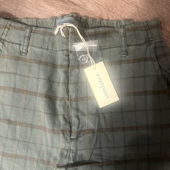 Sundance Green Plaid Linen Blend Pants Outdoor Fall Christmas Holiday Party NWT - Picture 2 of 4